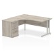 Rayleigh Ergonomic Corner Desk With 600mm Deep Pedestal - Cantilever Frame